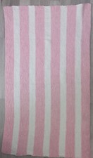 Petite couverture bebe rose blanche en laine vintage