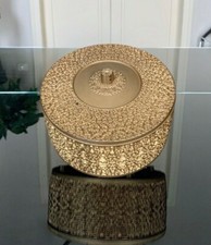 Boîte Vintage - Accessoire Rangement - Déco Rétro 1950 1960 - Boîte Ronde Dorée