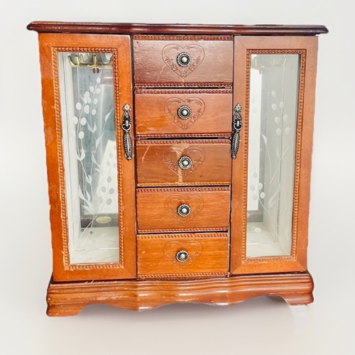 Vintage wooden jewelry armoire - vintage,
