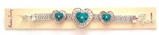 BRACELET METAL COEUR AVEC STRASS - BLEU TURQUOISE - NEUF SOUS BLISTER- BRACN012