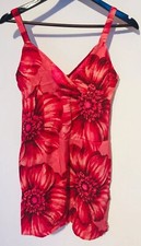Aqua Blue Red Floral Hawaiian