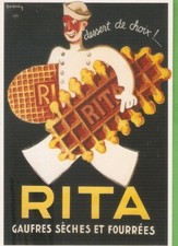 Léon DUPIN carte postale Gaufres RITA -DESSIN: Groom porte gaufre sèche fourrée