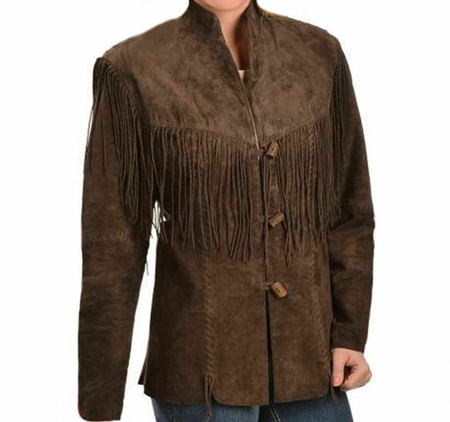 Veste cuir daim marron - veste, en