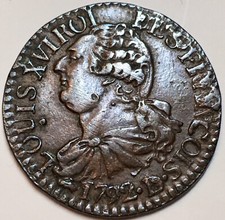 LOUIS XVI CONSTITUTION 3 DENIERS DIT « AU FAISCEAU »1792D RARE EN L’ÉTAT