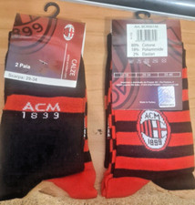 Acm 1899 Milan - 2 Paires Chaussettes Tailles 29-34 Force Rossoneri Officielles