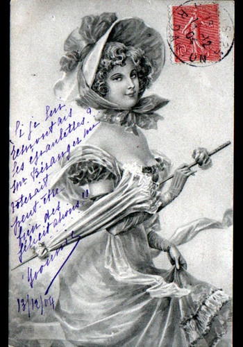 Femme bourgeoise avec ombrelle - femme,