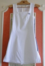 ADIDAS 3 BANDES ROBE TENNIS BLANCHE FEMME COLLECTOR VINTAGE 70 T38 made England