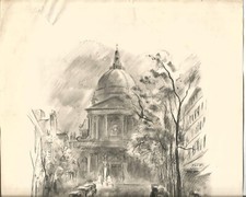 Dessin Le Quartier Latin par Berthold Mahn (Paris  1934) .Idéal à encadrer.N° 5.