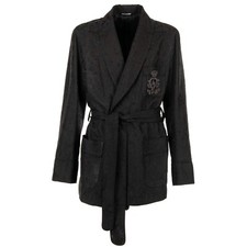 DOLCE & GABBANA Manteau Baroque Veste Logo DG Cœur Couronne Broderie Noir 12290