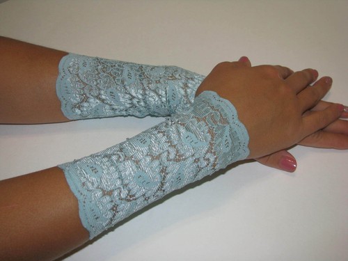 Pair mint green lace wrist - lace,