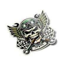 Pack x5 AUTOCOLLANTS STICKERS vinyle Crâne Biker chopper rétro moto casque deco