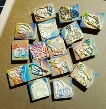 16 Anciens tampons imprimerie jouet animaux