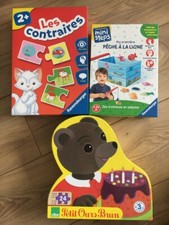 Lot jeux éducatifs 2/3 ans (petit ours brun, pêche à la ligne et les contraires)