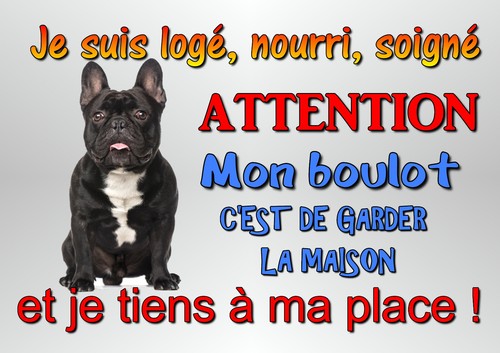 Plaque alu attention - alu, chien