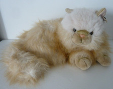 P7. Grand doudou PELUCHE JLS  WWF CHAT roux beige couché 35cm + la queue TTBE