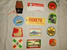 Lot de 12 étiquettes de bagages divers Hôtels Japon