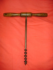 OUTIL ANCIEN ,CHARPENTIER ,MENUISIER Grande TARIERE ,Manche Fruitier, mèche 24mm