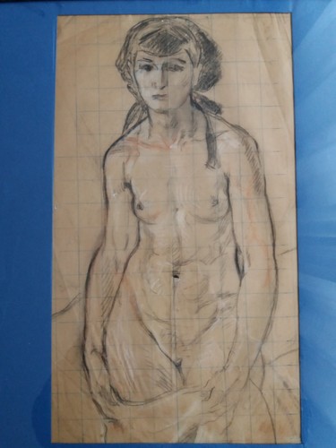 Etude féminin fusain et - etude,