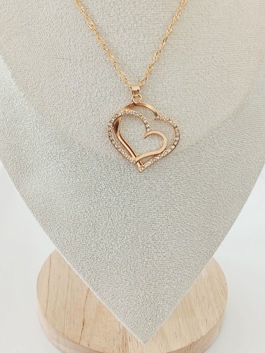 Collier cœur double strass - cœur,
