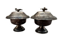 Paire de Salerons Argent Massif vintage Art De La Table -oiseaux-  Collection