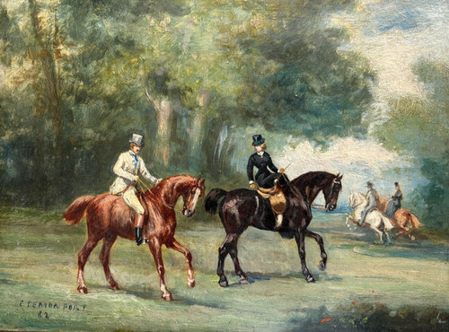 Chasseurs cheval paysage - chasseurs,