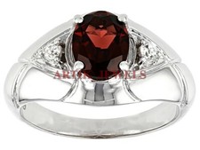 Naturel Gemme Grenat Avec 925 Bague en Argent pour Homme #2926