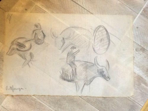 Dessin crayon signé odile - au,