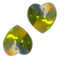 6 COEURS SWAROVSKI® ELEMENTS 6228 10.3 X 10 OLIVINE AB  X 6