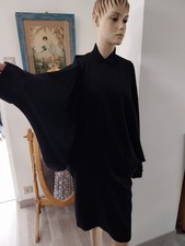Robe KENZO noire manches chauve-souris En Laine et soie poignets, col, bas 