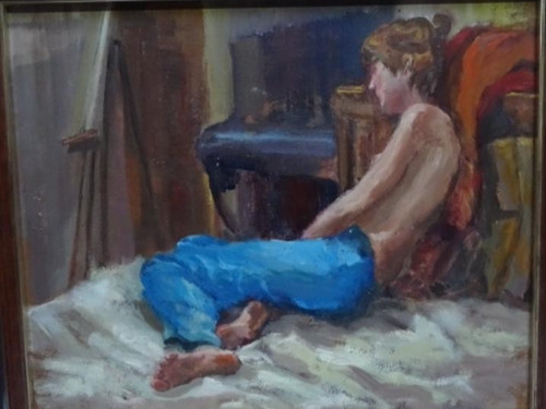 Tableau ancien huile portrait - huile,