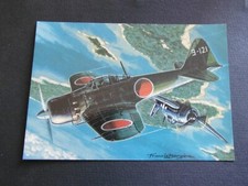 Carte postale Francis Bergèse avion Mitsubishi "zero"