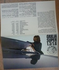 Catalogue brochure dépliant ALFA ROMEO GIULIA super 1.3/1.6 - 1972