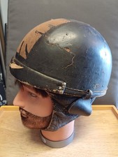 Superbe ancien casque bol moto  de collection - cuir - GENO PARIS - années 50