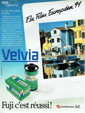 publicité Advertising 0623  1991  Fuji   Velvia élu film Européen 91 Fujichrome
