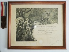 Ancien Diplôme Saint-Hubert Club de France par Joseph Blanc 1904