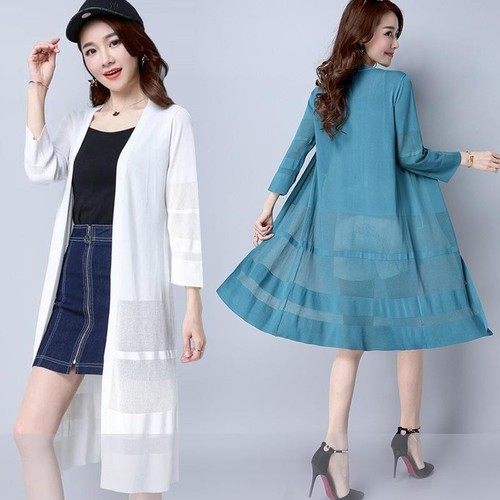 Femmes midi cardigan - cardigan, ouvert