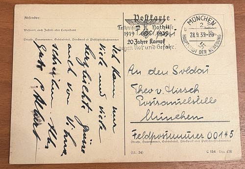 Feldpost teno 1939 münchen - 1939,