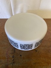 Plafonnier Applique Ancienne Opaline Blanc + Décor Baroque Noir Vintage #C716