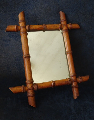 Ancien miroir design bois - ancien,