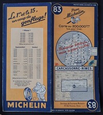 Carte MICHELIN 83 CARCASSONE NIMES 1947 Guide Bibendum pneu tyre map