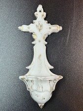 Petit Bénitier Ancien, Porcelaine Vieux Paris, Religieux 17 cm