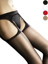 Collant ouvert porte jarretelles FIORE AMOUR 20 DEN Sexy femme T2 T3 T4