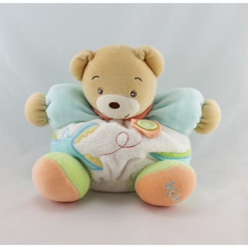 Doudou ours boule bleu - , blanc