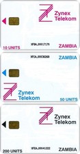 RARE SERIE 3 TELECARTES ZAMBIE