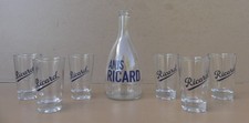 6 verres RICARD + carafe ANIS RICARD écriture bleue 50 cl pub bar #2