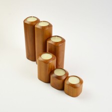 6 Porte-Bougies En Teck Pour