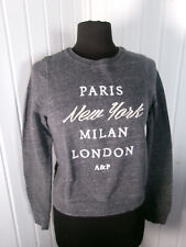Pull sweat Abercrombie & Fitch S 36/38 gris chiné 100% coton logo brodé villes