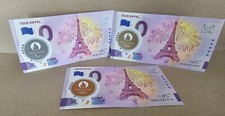 Lot 3 Billets Euro Souvenir 2024 Tour Eiffel Timbré Paris 2024 Or Argent Bronze