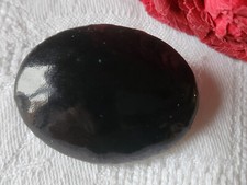 Gros bouton ancien pied métal  cuir simili skaiverni  pied 4 cm sur 3,1 cm D17G