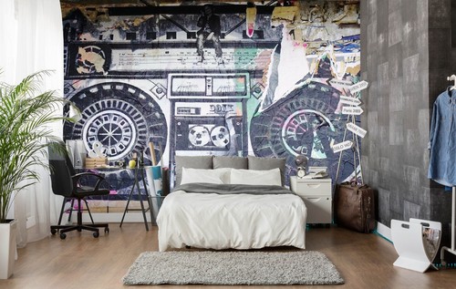 Worn radio poster - 3d, wall